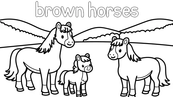 Brown Horses Coloring Page