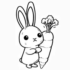 Bunny & Carrot Coloring Page Black & White