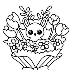 Bunny Bouquet Coloring Page