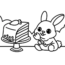 Bunny And Carrot Cake Coloring Page