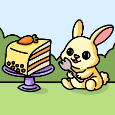 Bunny And Carrot Cake Coloring Page