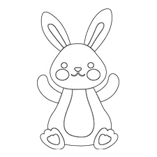 Simple Sitting Rabbit Coloring Page Black & White