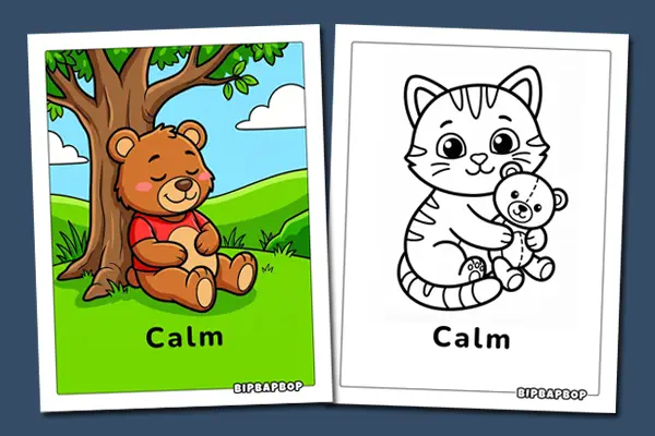 Calm colouring pages - Free coloring sheets helping kids name their emotions