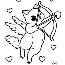 Cat Cupid Coloring Page
