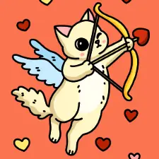 Cat Cupid Coloring Page