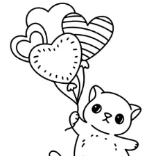 Cat Floating Coloring Page