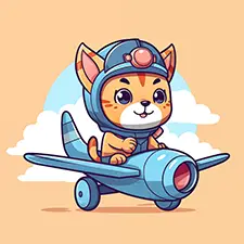 Cat Flying Airplane Coloring Page Color