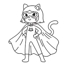 Cat Lady Superhero Coloring Page