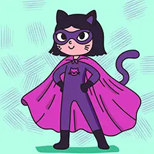 Cat Lady Superhero Coloring Page