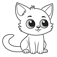 Cat Printable Coloring Page Black & White