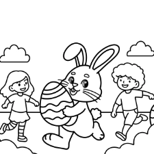 Chasing Easter Bunny Hunt Coloring Page