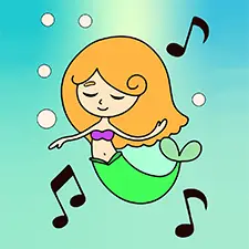 Cheerful Dancing Mermaid Coloring Pages