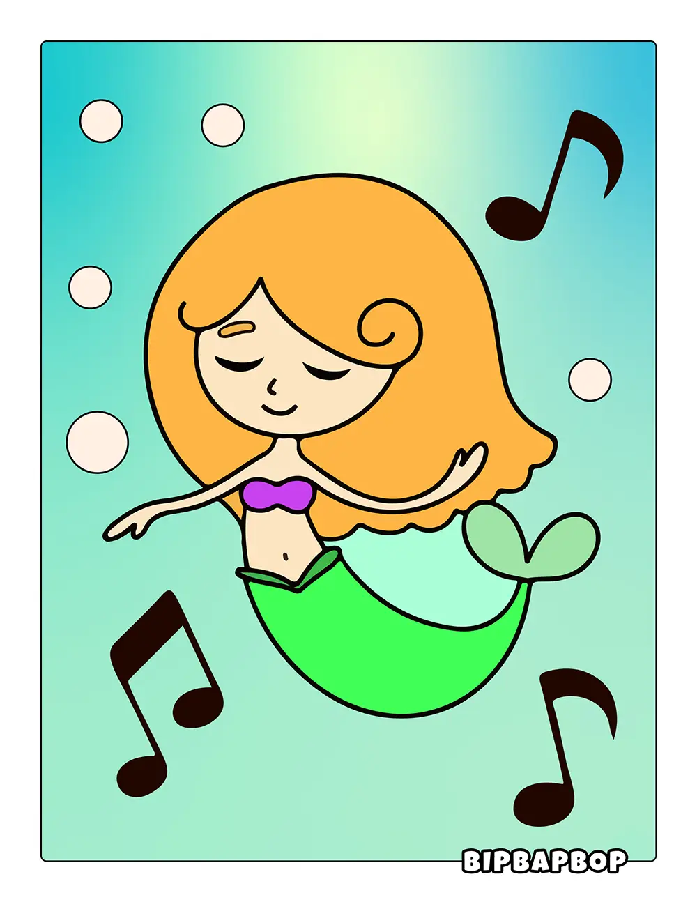 Cheerful Dancing Mermaid Printable