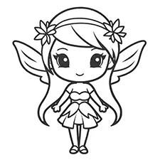 Chibi Fairy Coloring Page Black & White