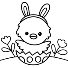 Chick With Bunny Ears Coloring Page