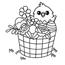 Chick in Easter Basket Coloring Page