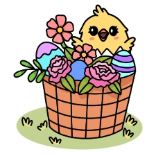 Chick in Easter Basket Coloring Page