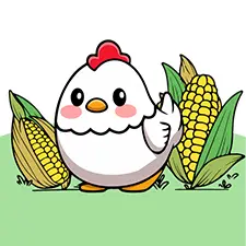 Chicken With Corn Cob Coloring Page