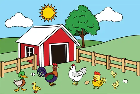 Chicken Farm Coloring Page