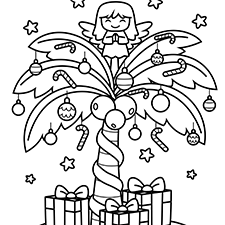 Christmas Palm Tree Coloring Page
