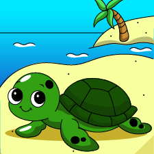 Happy Turtle on Sand Printable