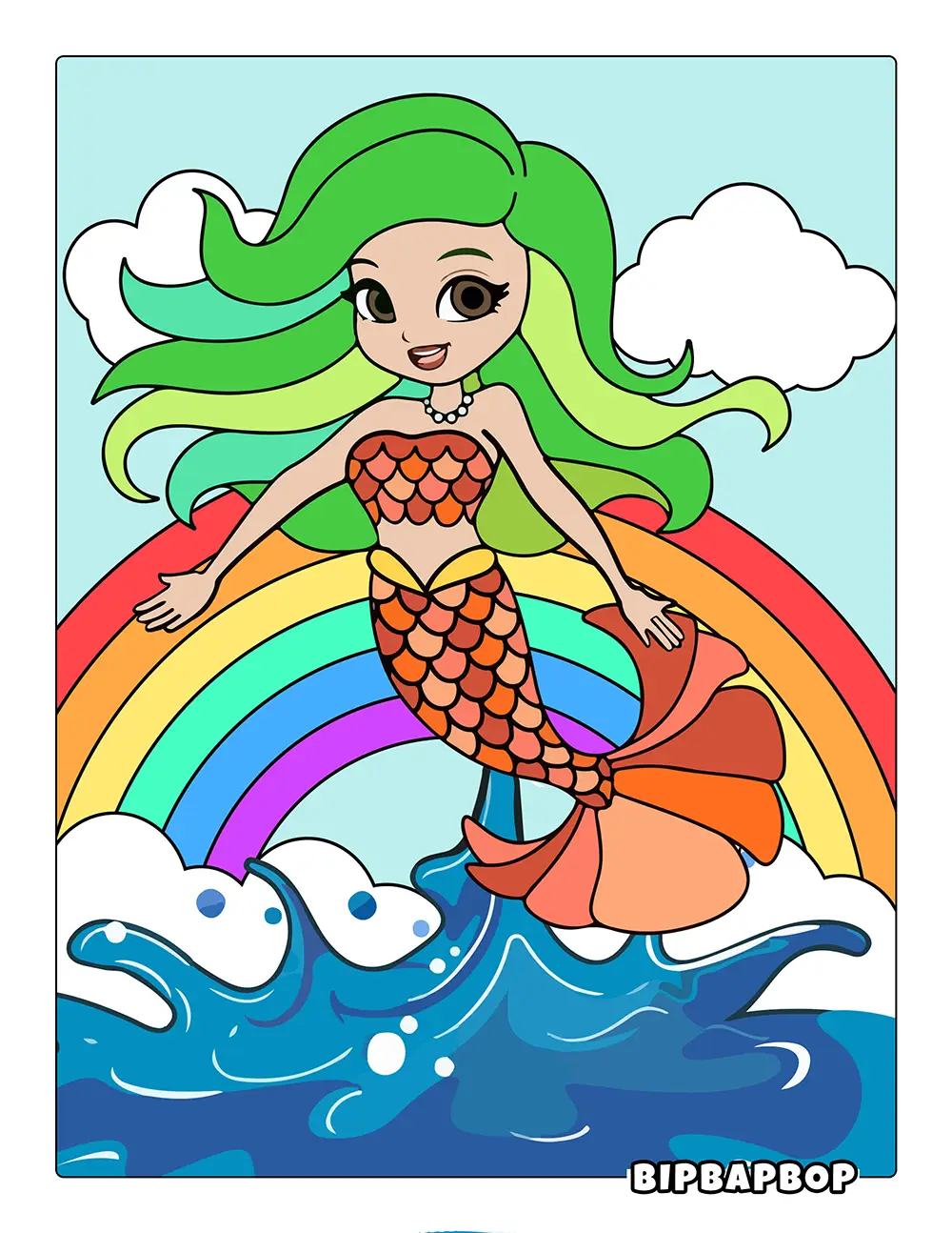 Colorful Leaping Mermaid Printable