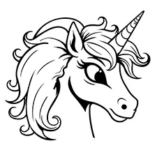 Cool Rainbow Unicorn Head Coloring Page Black & White