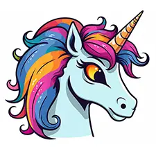 Cool Rainbow Unicorn Head Coloring Page