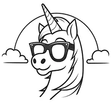 Cool Unicorn In Sunglasses Coloring Page Black & White