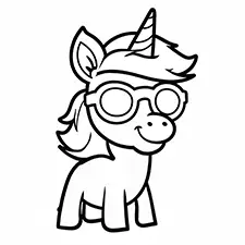 Cool Unicorn In Sunglasses Coloring Sheet Black & White
