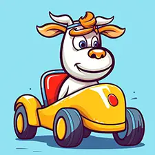 Cow Driving Car Coloring Page Color