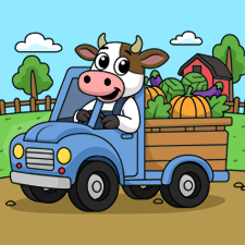 Cow Riding A Farm Truck Printable 