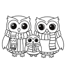 Cozy Owl Family Coloring Page