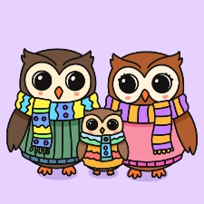 Cozy Owl Family Coloring Page