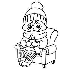 Cozy Young Girl Coloring Page