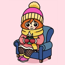 Cozy Young Girl Coloring Page