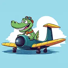 Crocodile Airplane Pilot Coloring Page
