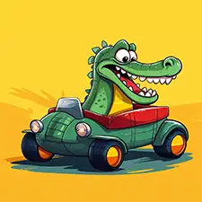 Crocodile Driving Car Coloring Page
