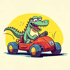 Crocodile Driving Racing Car Coloring Page