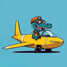 Crocodile Flying Airplane Coloring Page