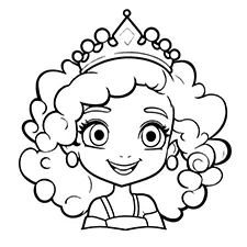 Curly-Haired Princess Coloring Sheet Black & White
