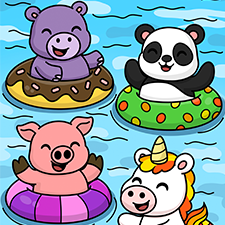 Cute Animals In The Pool Printable
