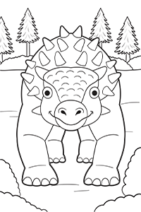 Cute Ankylosaurus Coloring Pages Free PDF