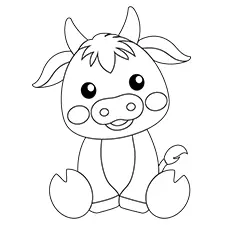 Cute Baby Bull Coloring Page Black & White