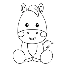 Cute Baby Donkey Printable Black & White