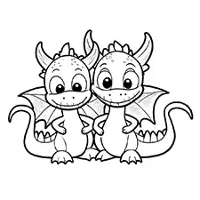 Cute Baby Dragons Coloring Page