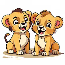 Cute Baby Lions Coloring Page