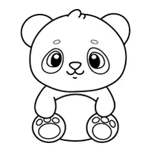 Cute Baby Panda Coloring Page Black & White