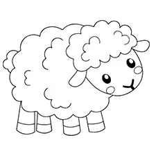Cute Baby Sheep Coloring Page Black & White