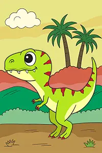 Cute Baby Tyrannosaurus Rex PDF Coloring Page Color